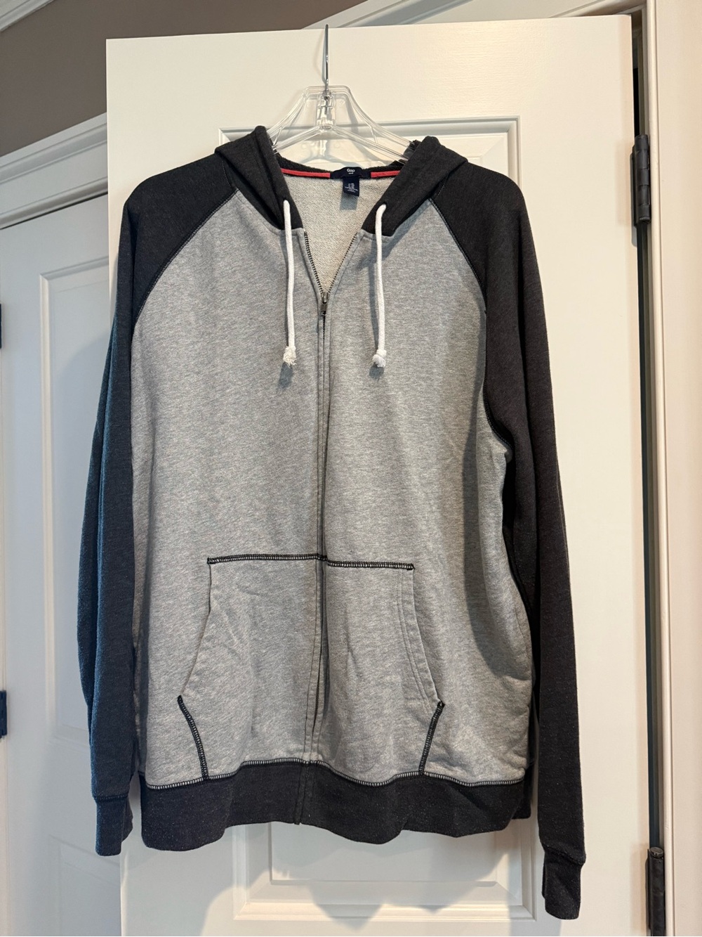 GAP Men's Grey  Two-Tone Zip Hoodie